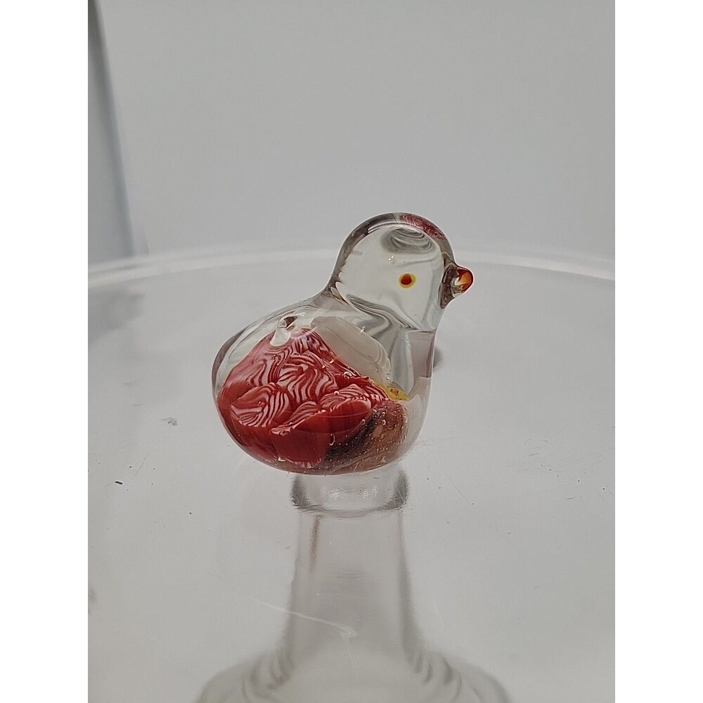 LOVELY VINTAGE MURANO STYLE ART GLASS MILLEFIORI BIRD RED PAPERWEIGHT/FIGURINE